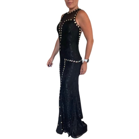 Jovani Lace Black Gown with Sequins - Picture 3 of 5
